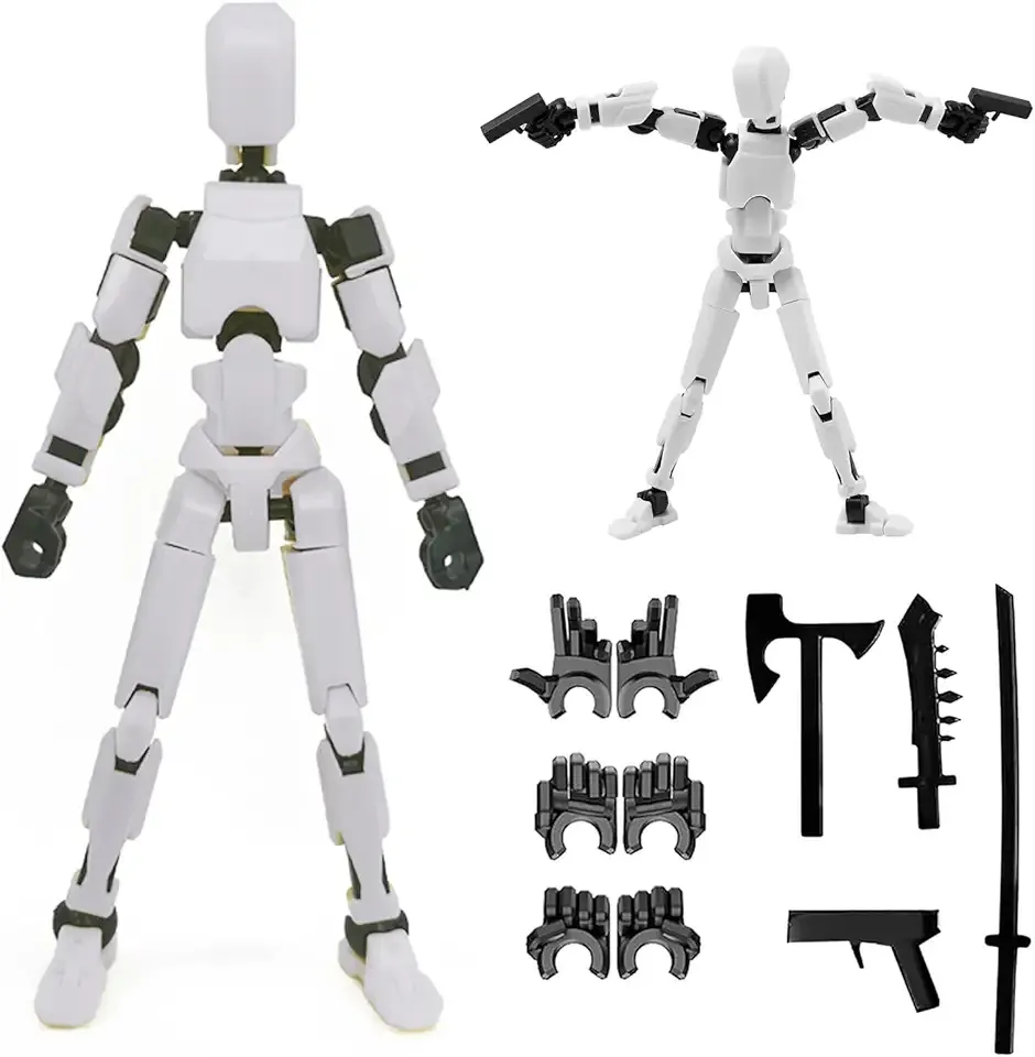 (Assembly Completed) 2026 New Titan 13 Action Figure Set,Lucky Robot 13 Action Figures,Multi-Jointed Movable Action Figure,Nova 13 Figure for Collectors Desktop Decorations(a-White)