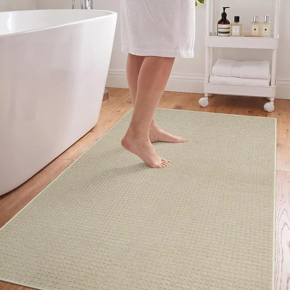 Waffle Bath Mat Non Slip 36"x60": Absorbent Quick Dry Bath Rug for Shower