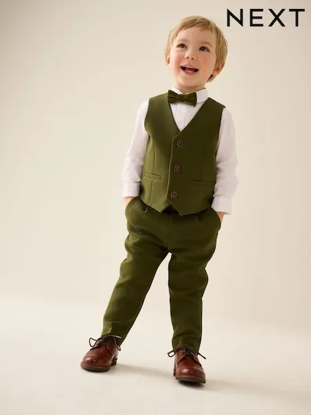 Brown Pinstripe Waistcoat Shirt Trousers & Bow Tie Set (3mths-9yrs)