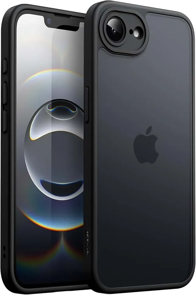 JETech Matte Case for iPhone 16e 6.1-Inch 2025, Shockproof Military Grade Drop Protection, Frosted Translucent Back Phone Cover, Anti-Fingerprint (Black)