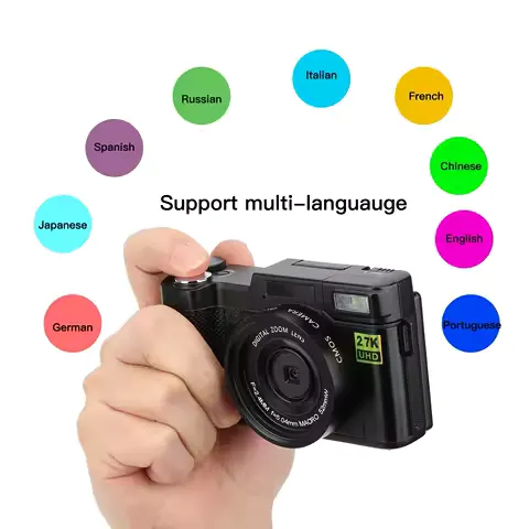 Digital Camera 3in LCD Screen 180 Degree Rotation 2.7K 30MP High Definition USB Charging 2.7K Digital Camera