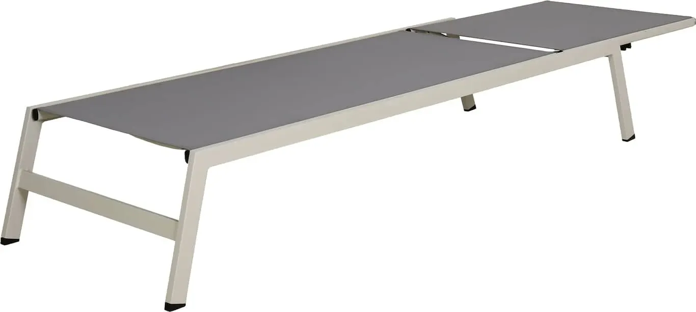 Sunniva solseng Kalk m/beige textilene og regulerbar rygg