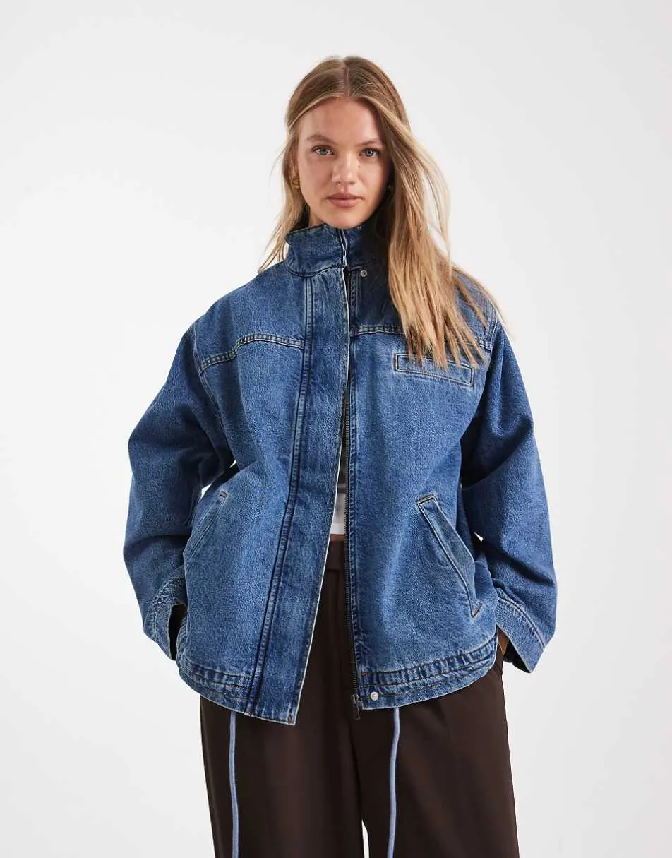 ASOS DESIGN denim funnel neck jacket