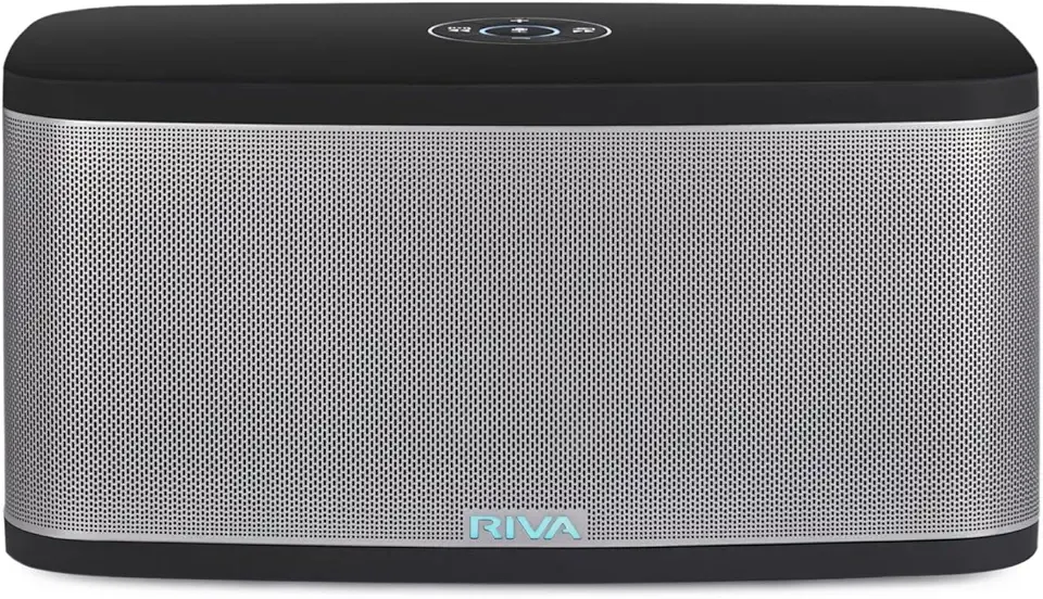 RIVA Upgraded Stadium Wi-Fi Bluetooth Smart Hi-Fi Speaker with Alexa Built-in, 10 Drivers, 200W, Multiroom Music, Supports Airplay 2, Spotify Streaming, Optical, USB and Aux-in Connectivity (Black)