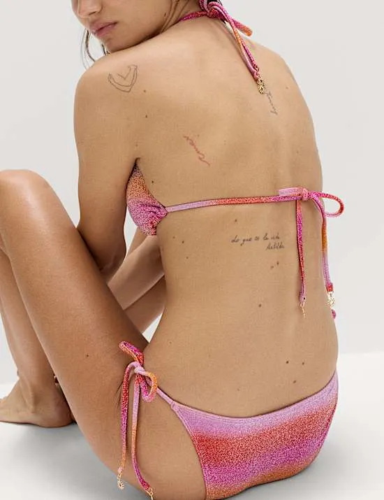 Ombre Sparkle Halterneck Triangle Bikini Top