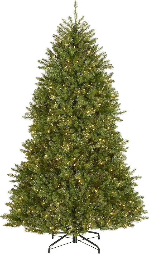 National Tree Company 7 ft Pre-Lit Dunhill Fir Full Artificial Christmas Tree, 700 Clear Lights, 2,144 Tips, Includes Stand, Green