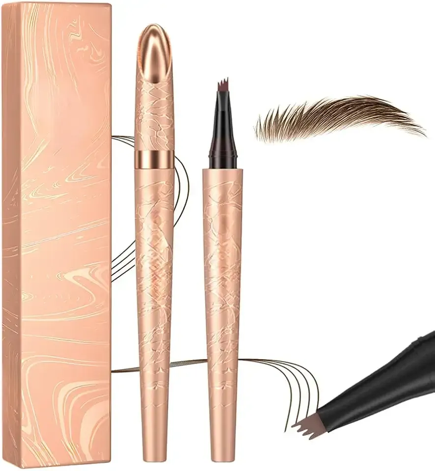 Microblading Eyebrow Pencil, 2026 New 3D Waterproof Microblading Eyebrow Pencil with 4 Fine Tips, Long-Lasting Natural Gap-Filling Eyebrow Makeup for Women (Dark Brown)