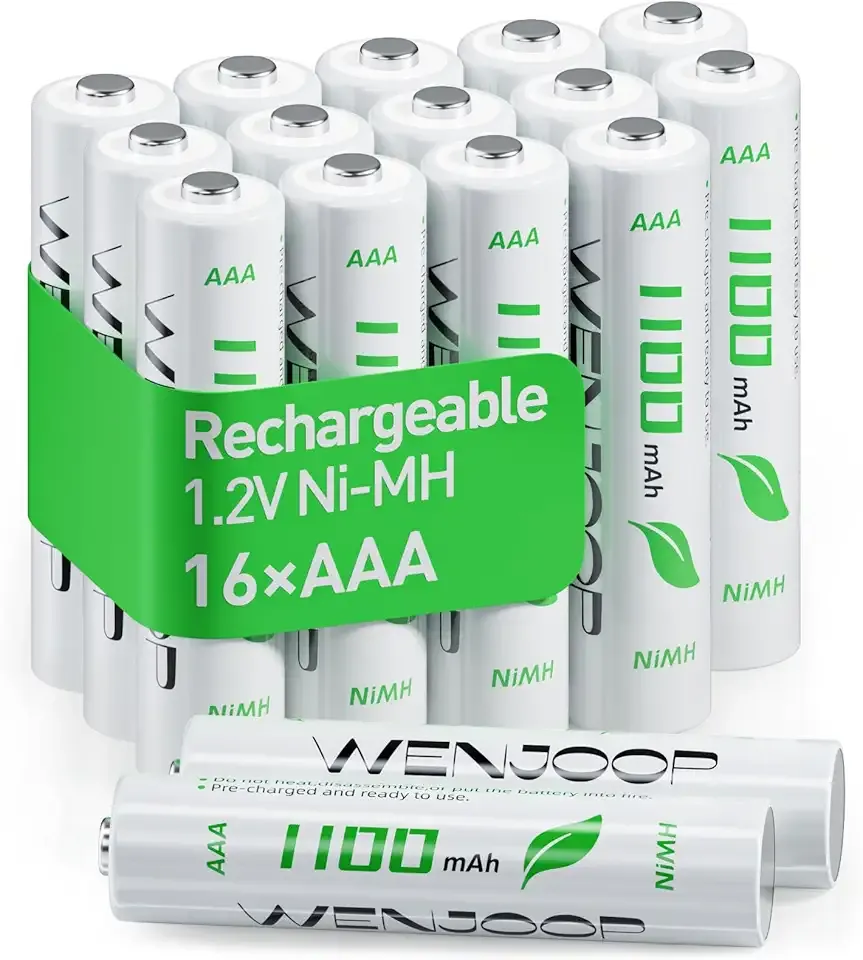 Rechargeable AAA Batteries 16 Pack, 1100 mAh High Capacity NiMH AAA Rechargeable Batteries, Pre-Charged and Long-Lasting 1.2V Low Self Discharge High-Performance Triple AAA Batteries