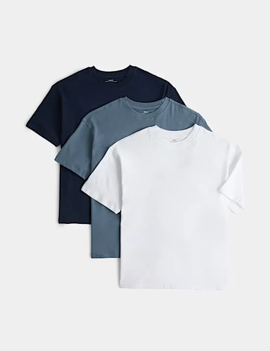 3er-Pack T-Shirts aus reiner Baumwolle, einfarbig (6–16 Jahre)
