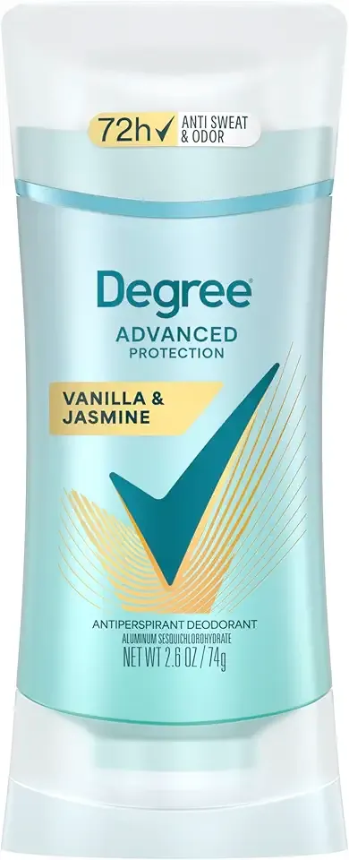 Degree Advanced Protection Antiperspirant Deodorant Vanilla & Jasmine for 72-Hour Sweat & Odor Control for Women, with Body Heat Activated Technology, 2.6 oz