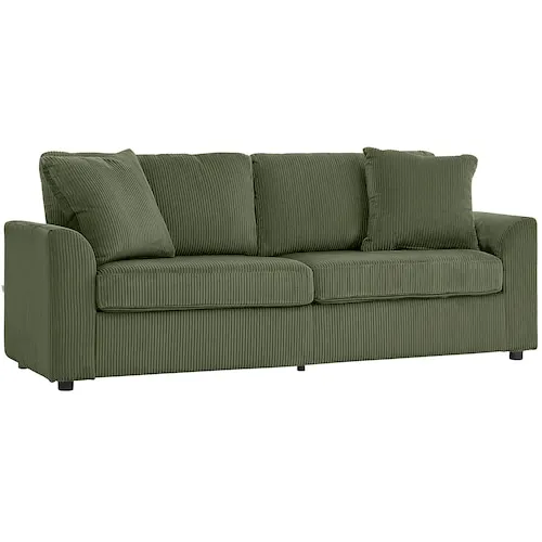 Upholstered 3 Seater Sofa with 2 Scatter Cushions, Green