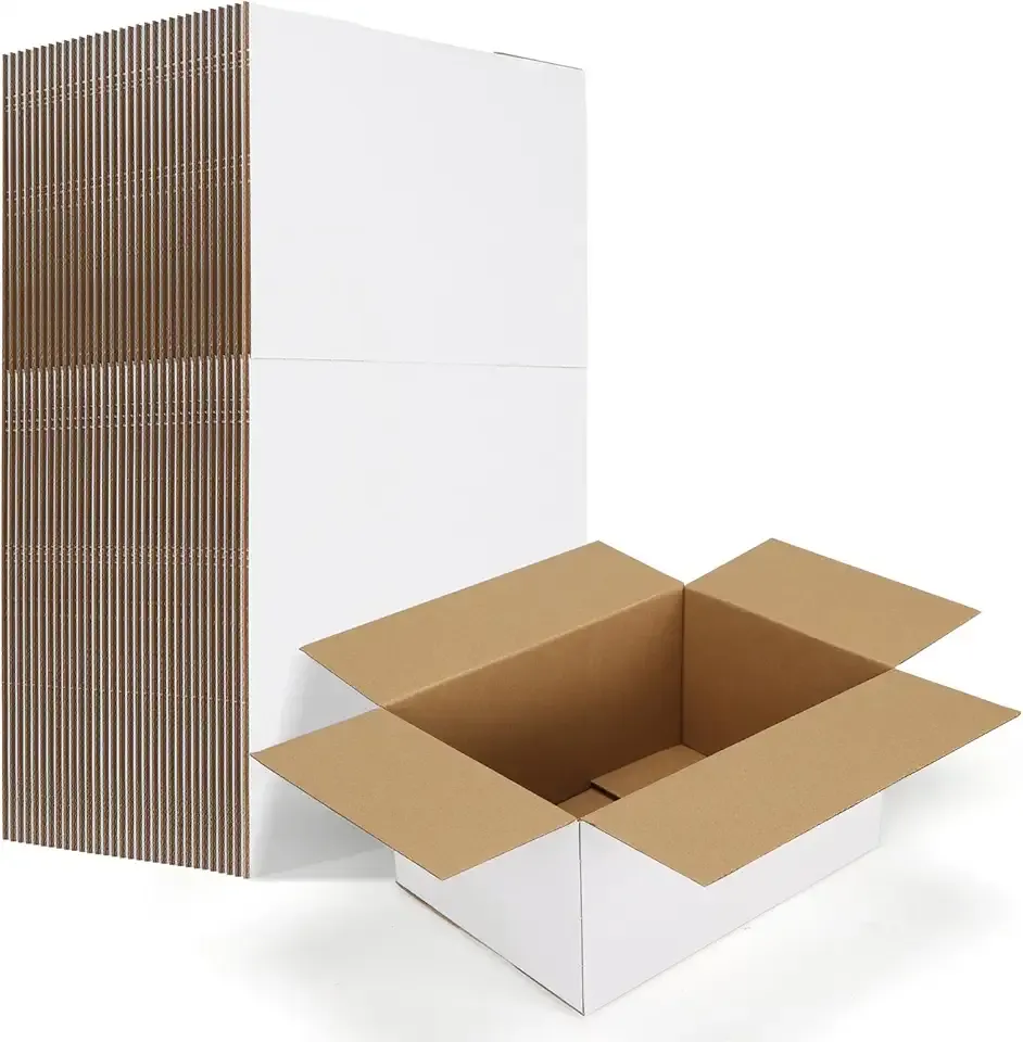 HORLIMER 10x7x5 Shipping Boxes Set of 30, White Corrugated Cardboard Mailer Box for Packing Small Business