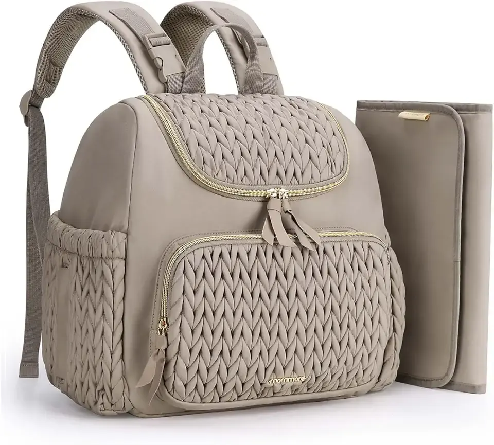 mommore Diaper Bag Small Diaper Backpack Stylish Baby Backpacks Travel Mini Maternity Bags with Insulated Pockets, Changing Pad, Stroller Straps