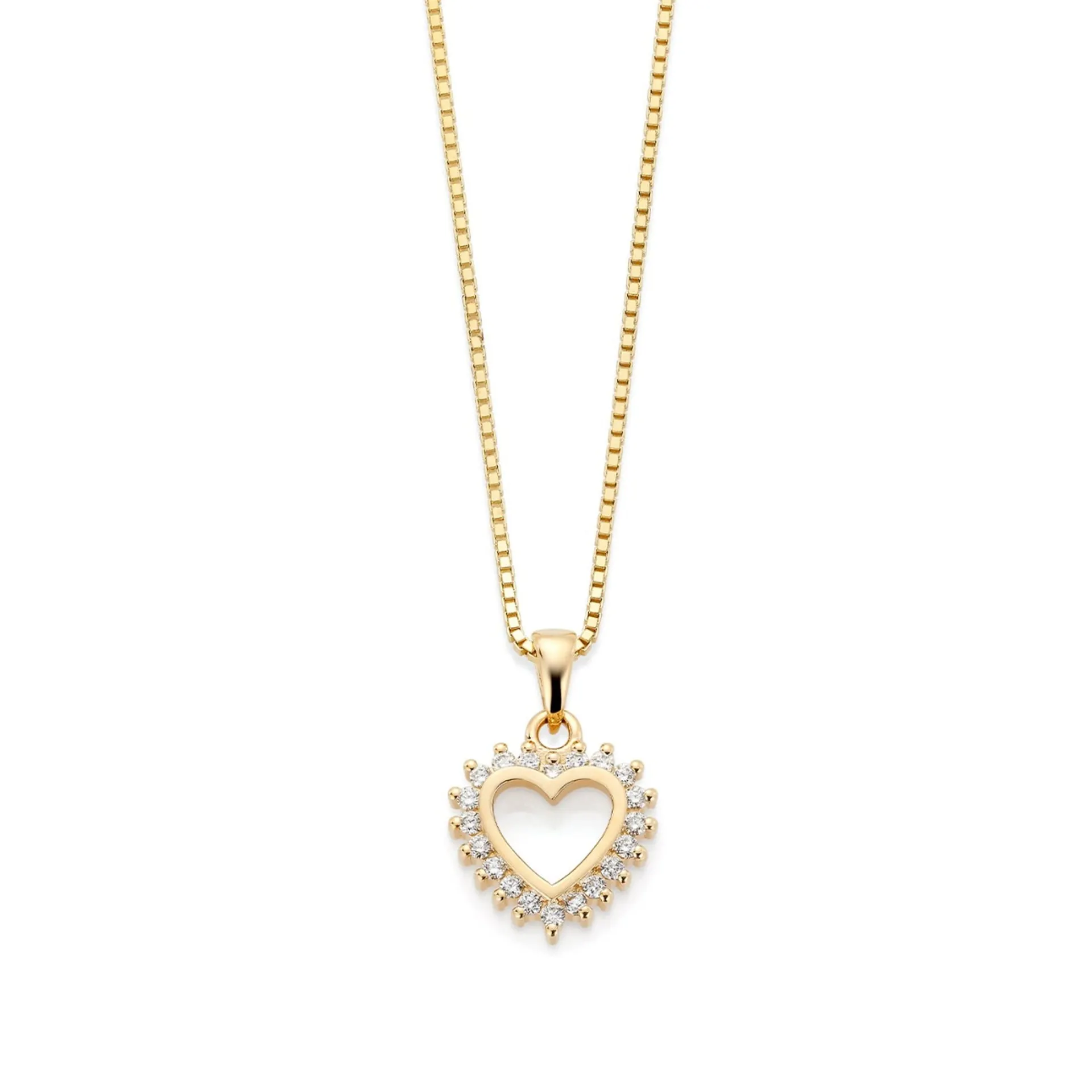 Diamantsmykke med hjerte i 585 gult gull 0,15 ct