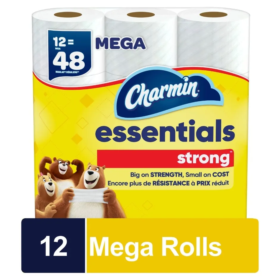 Charmin Essentials Strong Bathroom Tissue Mega Rolls, 12 ct.