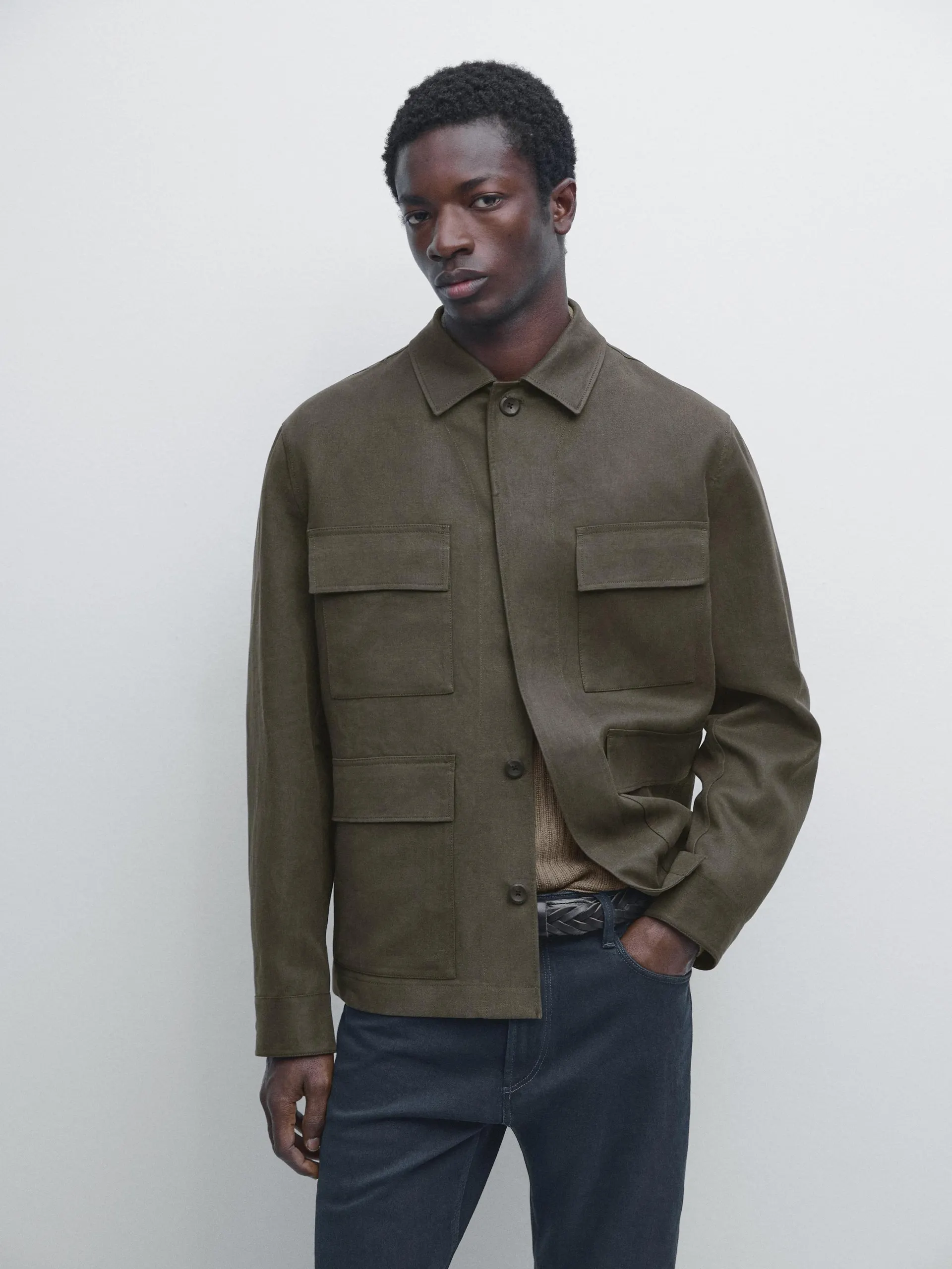 Linnen overshirt met zakken