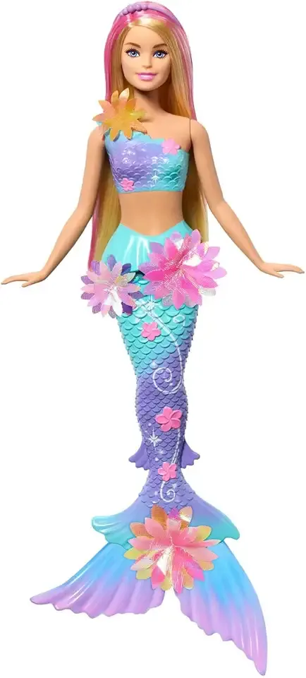 Mermaid Toy Dolls with Surprise Magic Blooming Flowers Feature, Ombre Tails, Pearl Headband Accessory & Long Blonde Hair with Pink Highlights