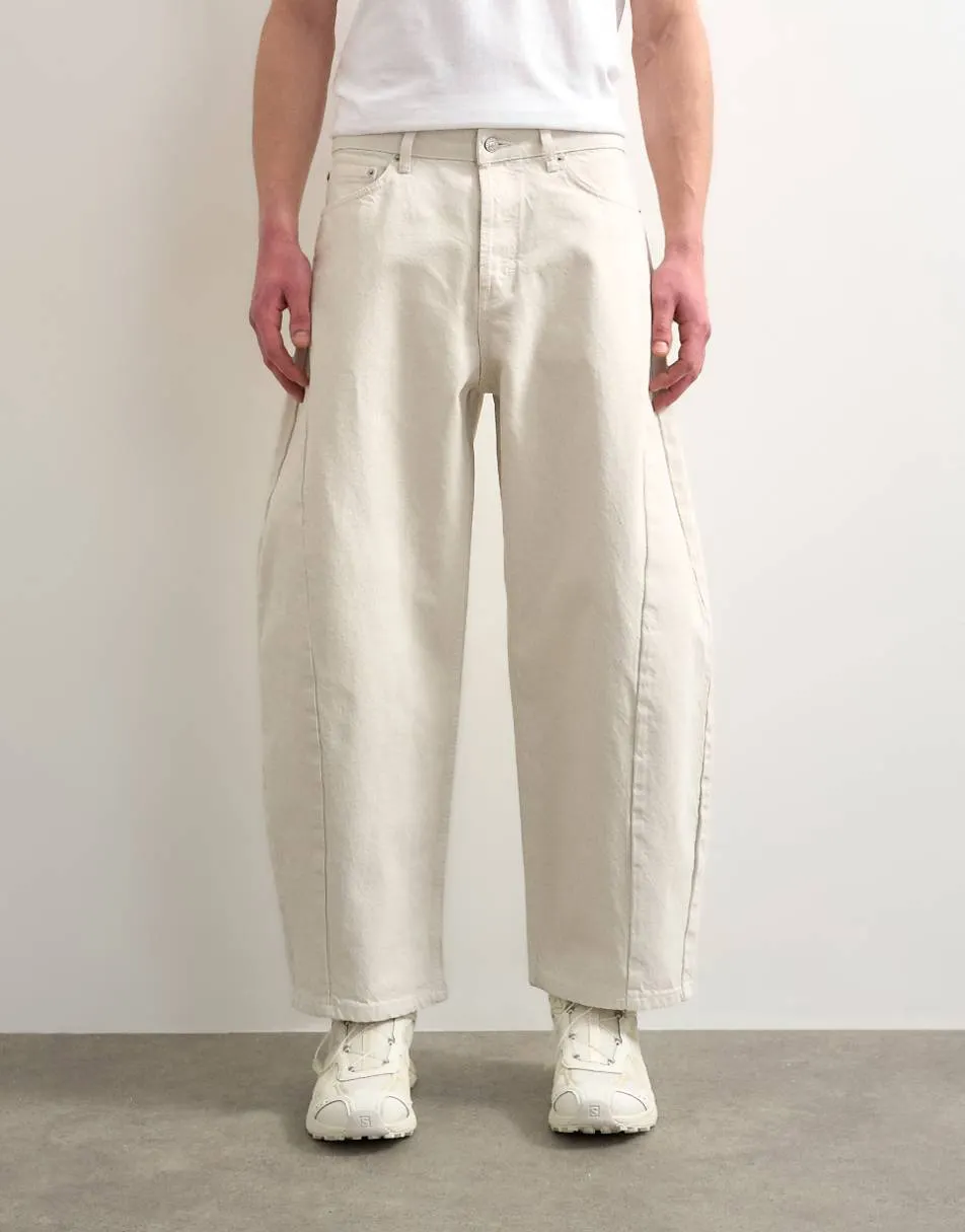 Topman rigid barrel jean in white