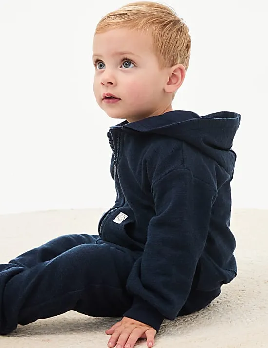 Hoodie aus reiner Baumwolle mit Reißverschluss (0–6 J.)
