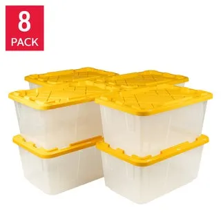 Greenmade 27 Gallon Clear Storage Bin, 8‑pack