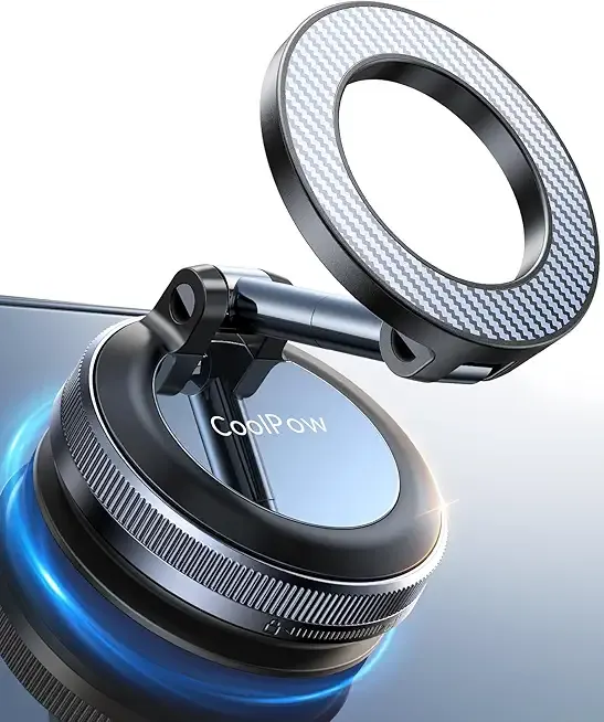 Coolpow【Newest Vacuum Magnetic Phone Holder for Car Phone Holder Mount【Movable Vacuum Suction】Magsafe Car Mount Cell Phone Holders for Your Car Accessories carmount 2.0 for iPhone 17 Pro Max 16 15 14