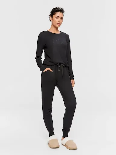 Black Plush Easy Pj Pant
