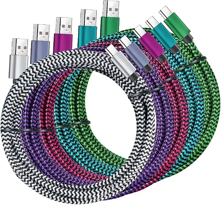 USB C Cable, 5 Pack (6FT) 3A Fast Charging Nylon Braided Type C Cord