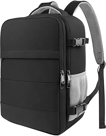 HOTOR Travel Backpack - Flight Approved Travel Bag for Men and Women, Carry on Luggage for 15.6" Laptop and Travel Essentials for Work, Business, Weekender, College 11.8"x7.9"x17.3" (Black)