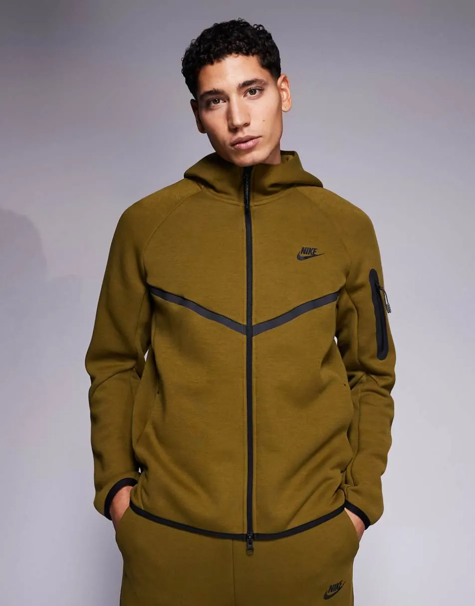Nike Tech Fleece full zip track jacket in khaki