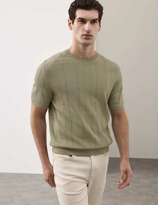 Gestricktes Performance-T-Shirt aus merzerisierter Baumwolle