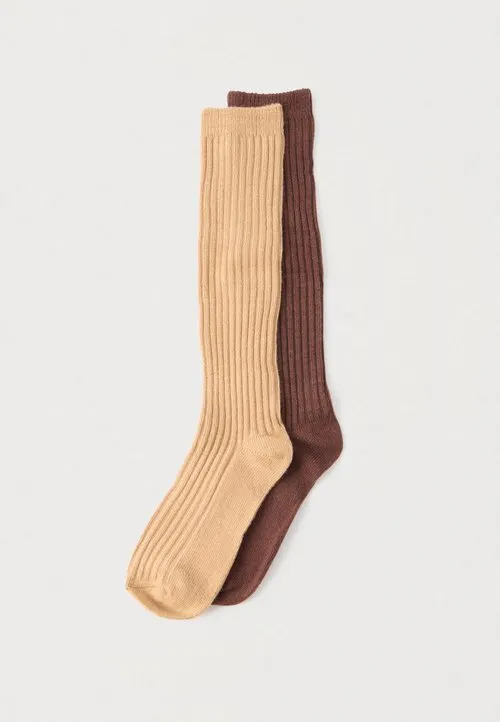 2 PACK KNITTED KNEE HIGH SOCKS - Knestrømper - brown/beige