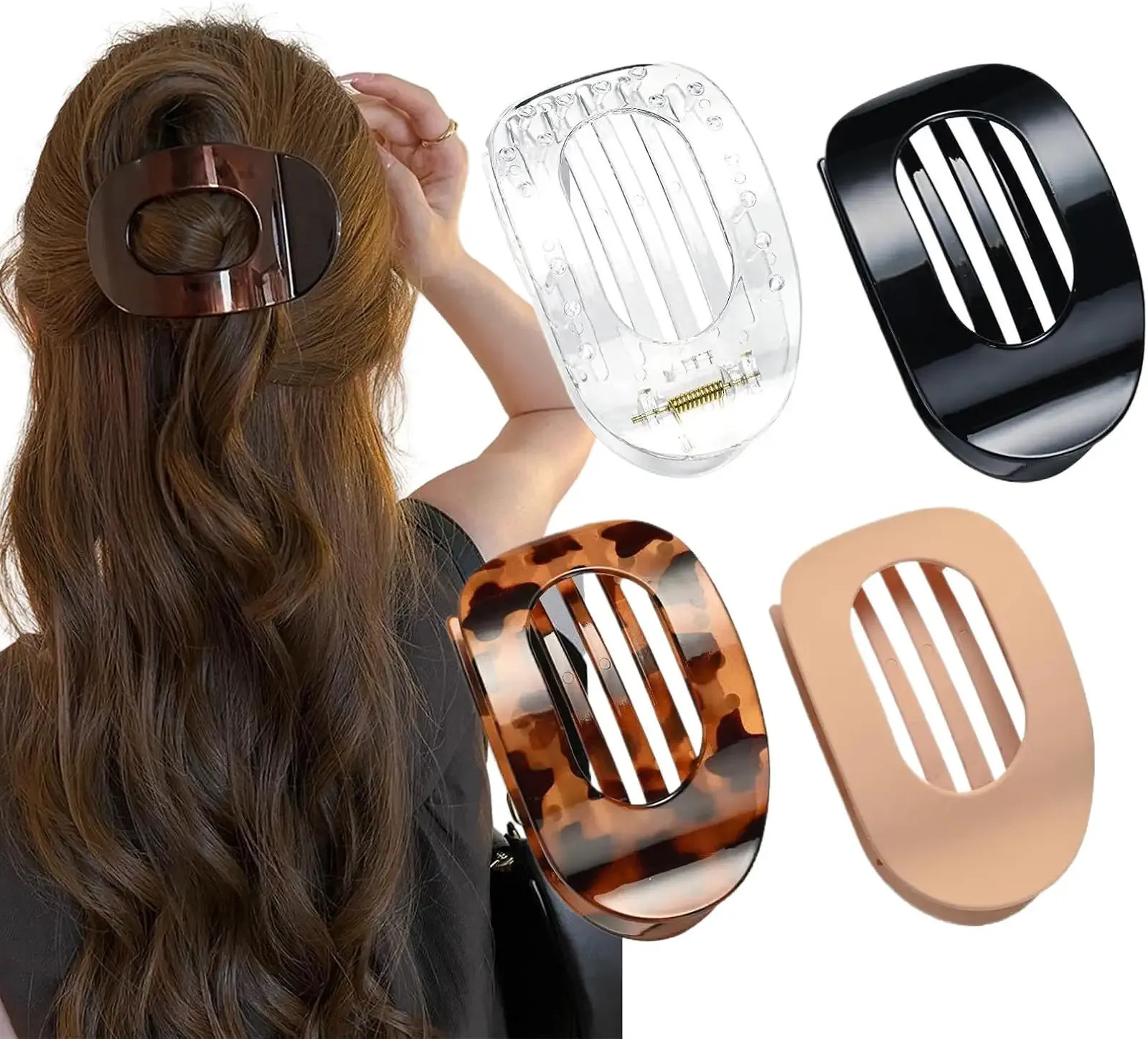 4-Pack Duckbill Hair Clips for Women,Flat Claw Design,Solid Color,Casual Elegant for Thick or Thin Hair,Suitable for All Hair Lengths