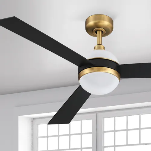 Patriot Lighting® Atlas 52" Matte Black Indoor/Outdoor LED Ceiling Fan with Remote