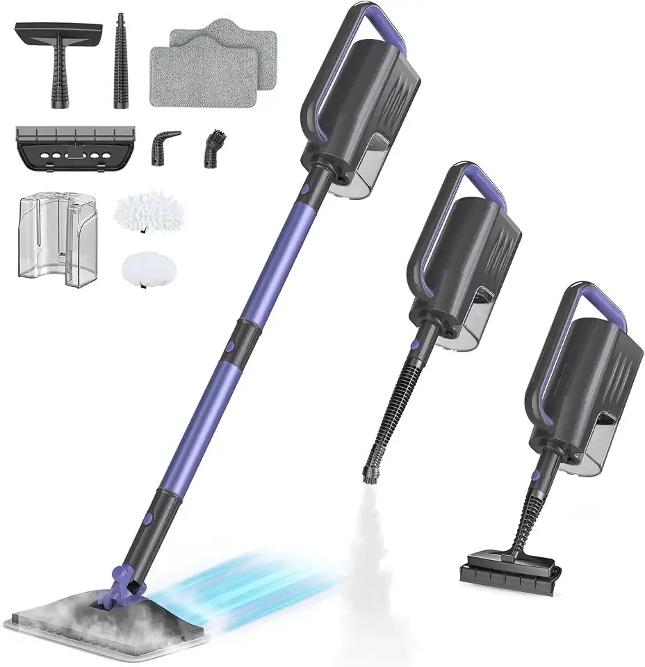 Steam Mops for Floor Cleaning, 6-in-1 Multi Accessories, 23FT Power Cable, Lightweight,Detachable Steam Mops for sealed Hard Floors, Marble, Stone, Hardwood(pale purple)