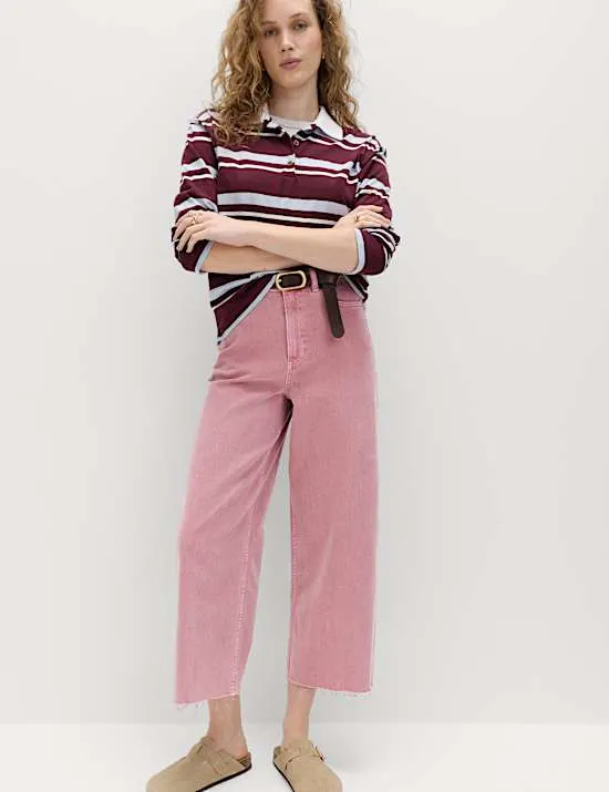 High Waisted Wide Leg Cropped Jeans