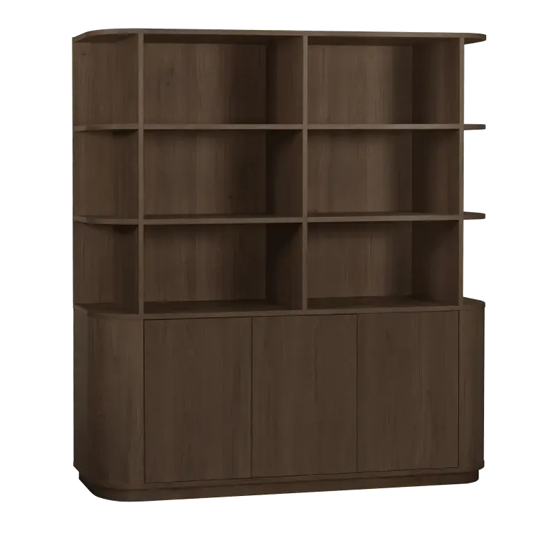 Wandkast Valento - 194 cm - Lamulux Bruin Oak - 3 deuren, 6 open vak