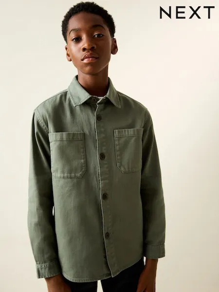 Khaki Green Canvas Overshirt (3-16yrs)