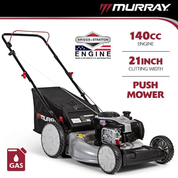 Murray 21 in. 140 cc Briggs and Stratton Walk Behind Gas Push Lawn Mower with Height Adjustment and with Mulch Bag