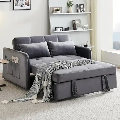 Sofa Cama Cuero Sintetico Base De Fierro Almacenable 140×98×82 cm