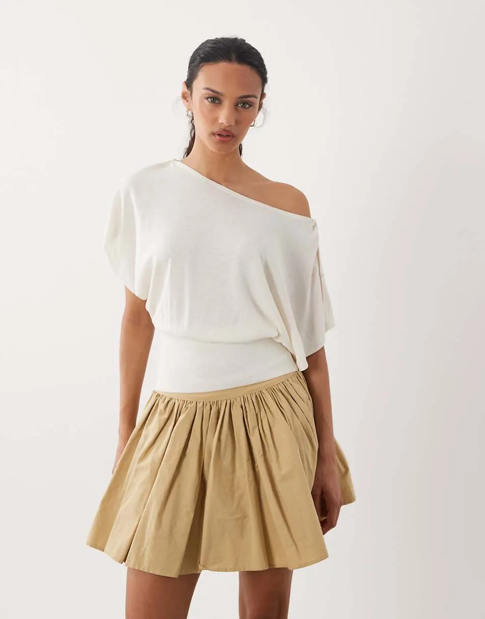 ASOS DESIGN knitted multiway button jumper in ecru