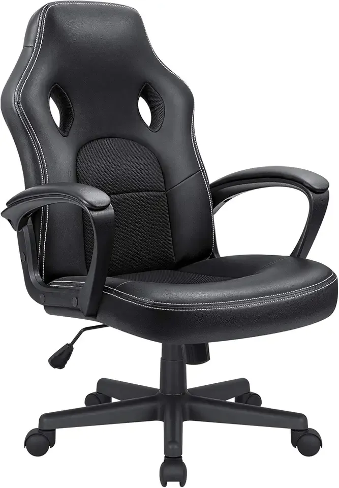 Office Gaming Chair High Back Leather Computer Chairs Ergonomic Height Adjustable Racing Game Desk Chair Executive Conference Task Chair (Black)
