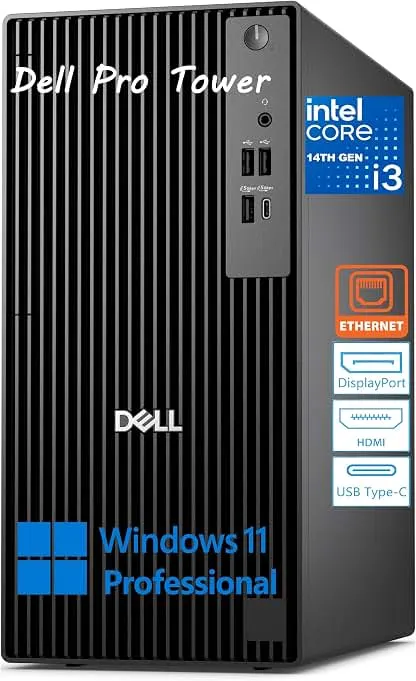 Dell Tower Desktop Computer for Business & Home, 2026 Copilot AI, Next Gen OptiPlex, 14th Gen Intel 4-Core Processor, 8GB DDR5 RAM, 512GB PCIe SSD, Type-C, HDMI, DisplayPort, Windows 11 Pro, Black Dell Tower Desktop Computer for Business & Home, 2026 C…