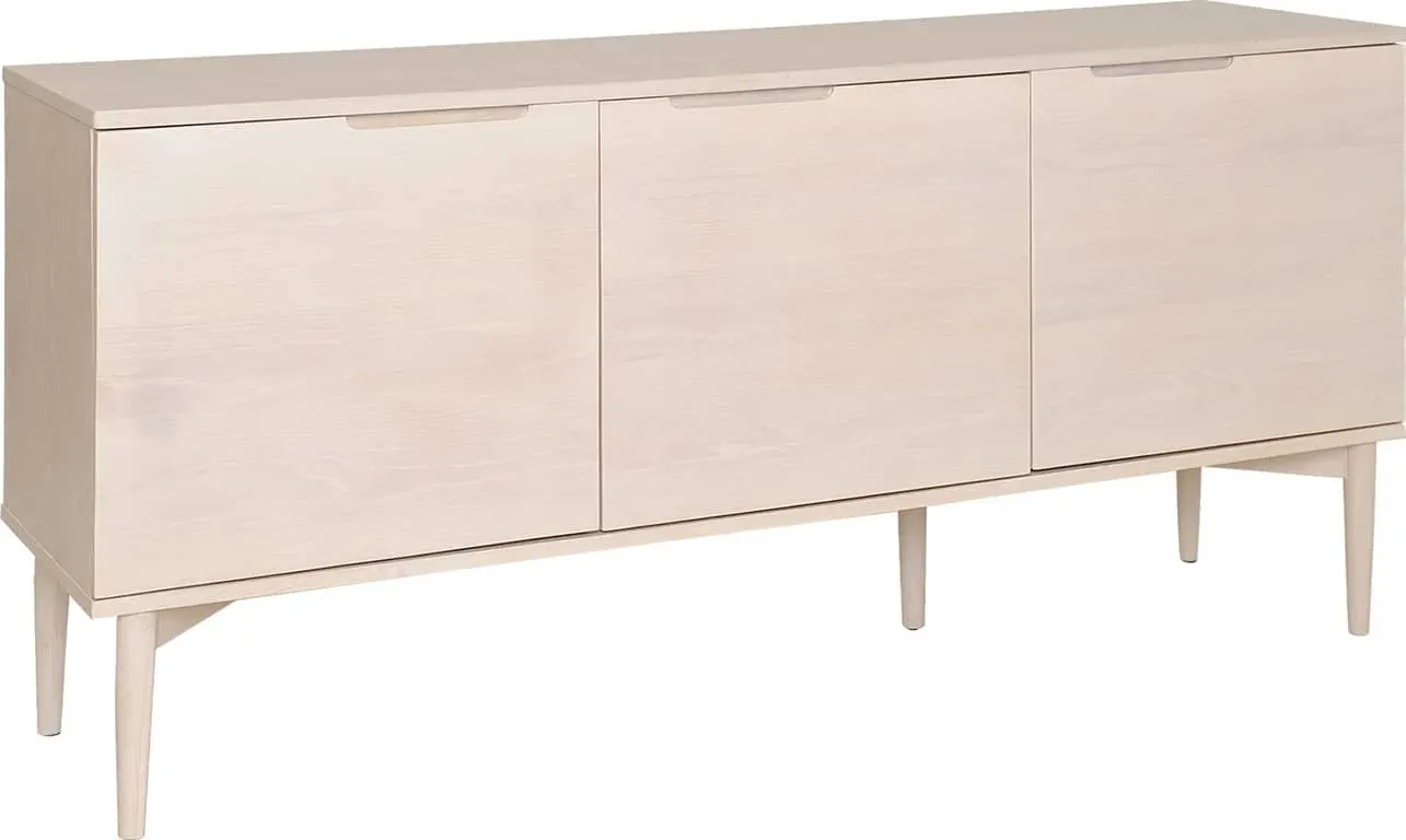 Karmøy skjenk 161 x 41 H: 76 cm, hvitpigmentert eikefiner, 3 dører