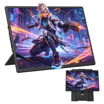 Blackview tragbarer Monitor 9, FHD 16 Zoll, 650g ultraleicht, SÜD Augenschutz, 360° Drehständer, Plug & Play, Kompatibel mit Mac/Win/Android
