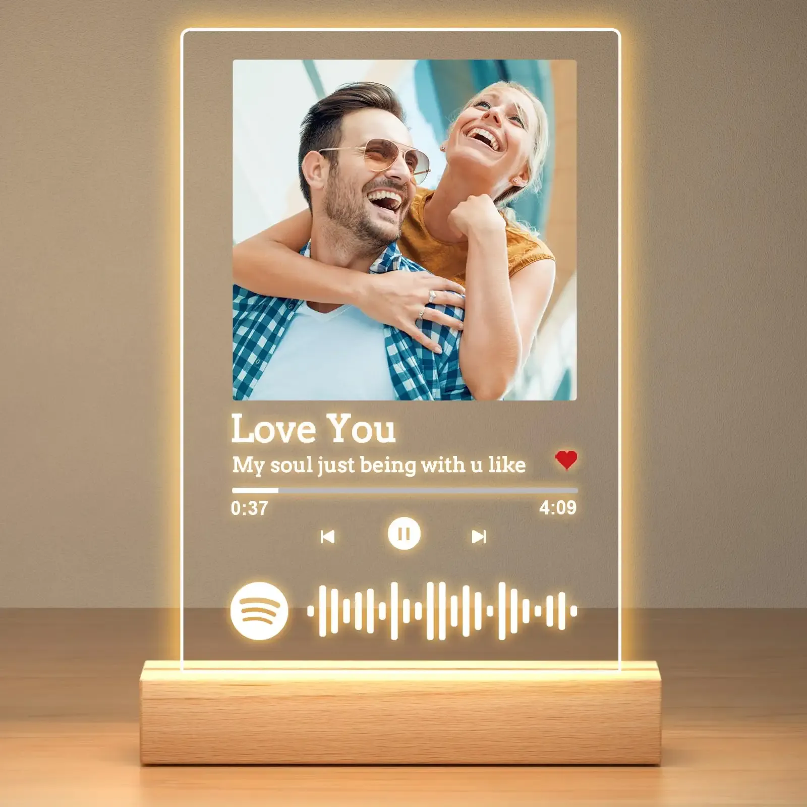 Custom Spotify Plaque, Customized Acrylic Song Plaque Photo Frame, Personalized Picture Frame, Personalized Christmas Anniversary Birthday Gifts for Women Men Girlfriend Boyfriend Her Him Couples