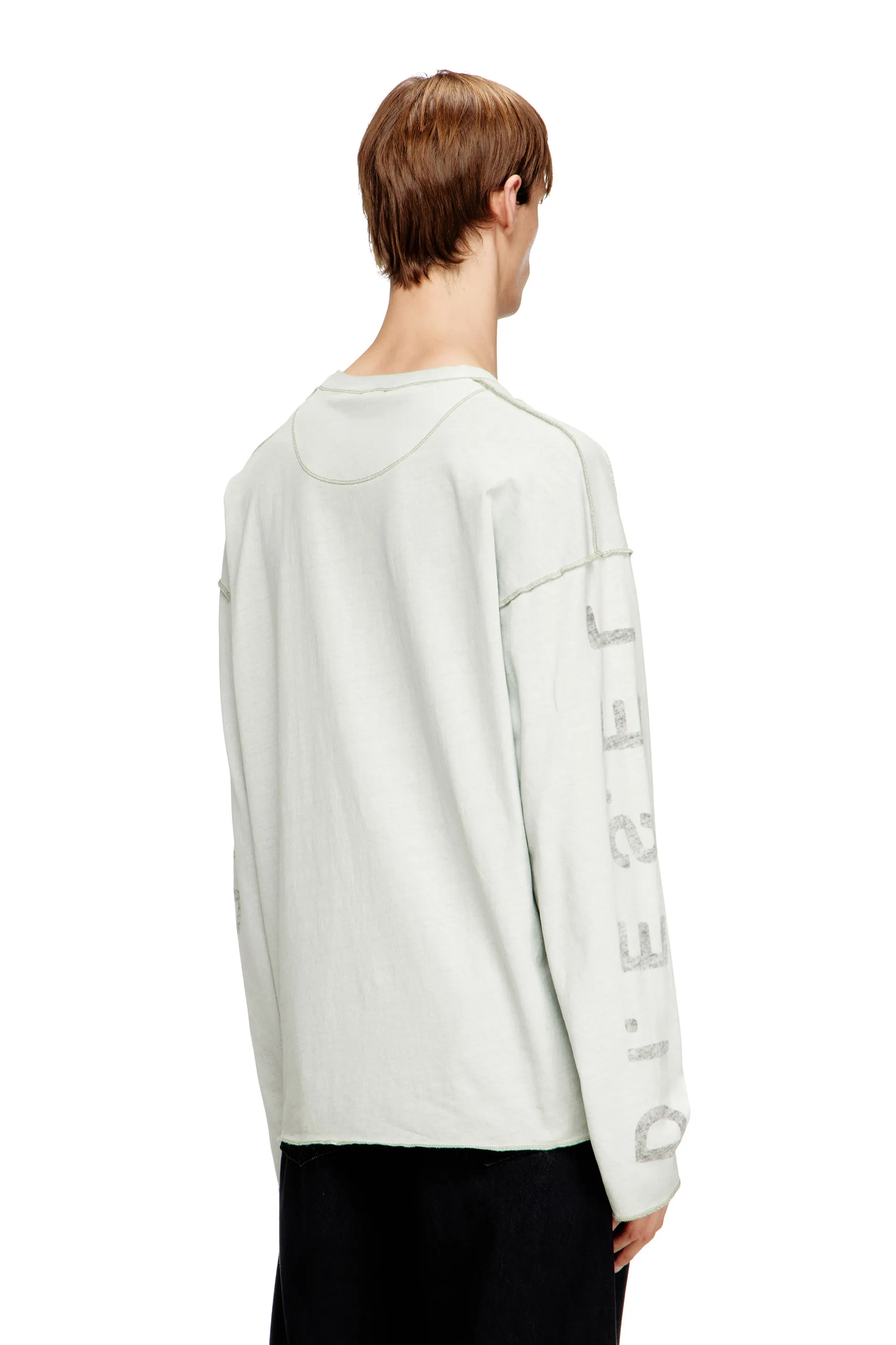 Relaxed long-sleeve T-shirt with printed sleeves