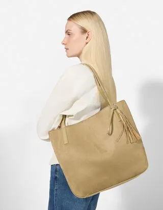 Shopper - Imitazione di camoscio - verde chiaro