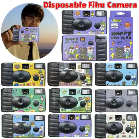 35mm Disposable Film Camera Built-in Flash One Time Use Camera 27 Photo Preloaded Film User-Friendly Operation Vintage Aesthetic
