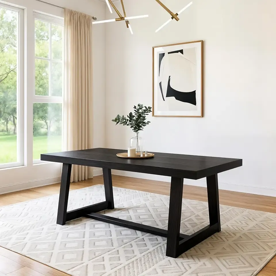 Plank+Beam Classic 72 Inch Dining Table, Rectangular, Black Wirebrush | Non-Toxic Finishes, Versatile Design, Farmhouse Design, Elegant Details, Easy Assembly, Quick Setup, Solid Wood