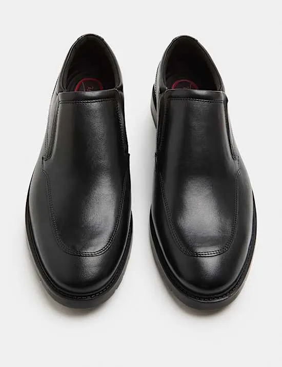 Wide Fit Leather Slip-On Shoes